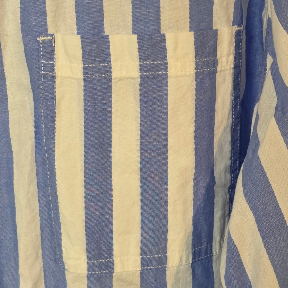 Maurices Womens 1X Blue White Striped Button Down Shirt Long Sleeve Collared - Picture 5 of 11